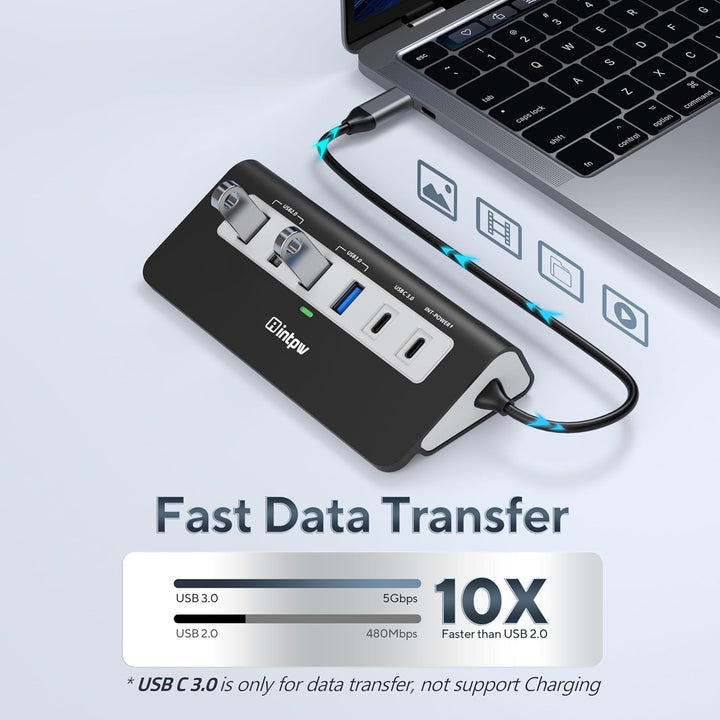 Intpw USB Hub, 9-in-1 USB C Hub Multiport Adapter mit 4K HDMI, PD 100W, USB-C und 2 USB A 3.0 5Gbps,