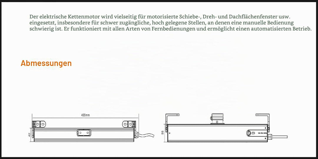 Olide Elektrischer Fensteröffner und Schliesser, 24 V Gleichstrom, verstellbar