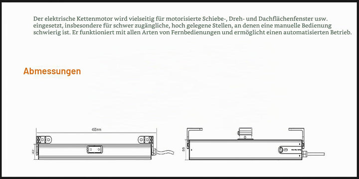 Olide Elektrischer Fensteröffner und Schliesser, 24 V Gleichstrom, verstellbar