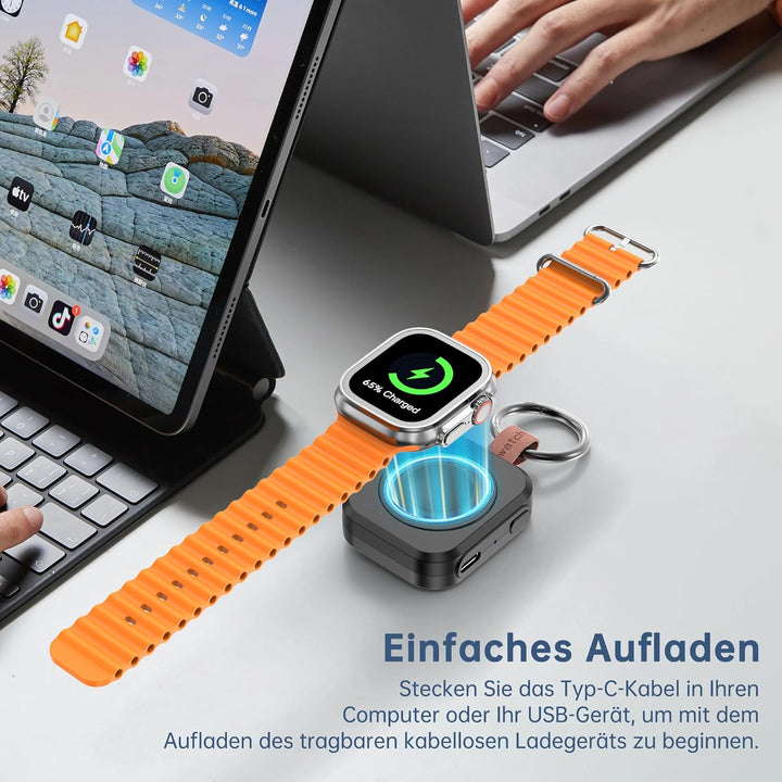 Tragbares Ladegerät für Apple Watch, iWatch-Ladegerät mit Schlüsselanhänger, 1200 mAh Magnetisches i