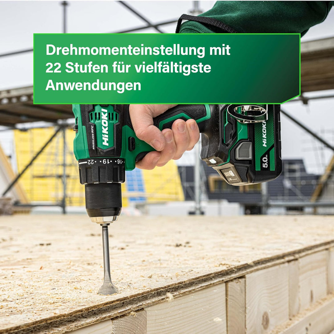 HIKOKI Akku Schlagbohrschrauber DV18DEW4Z, 13mm Metall-Bohrfutter (18V, Max. Festdrehmom. hart: 70 N