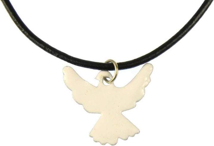 Miniblings Emaille Taube Friedenstaube Kette Halskette Vogel Lederband 45cm weiss - Handmade Modesch