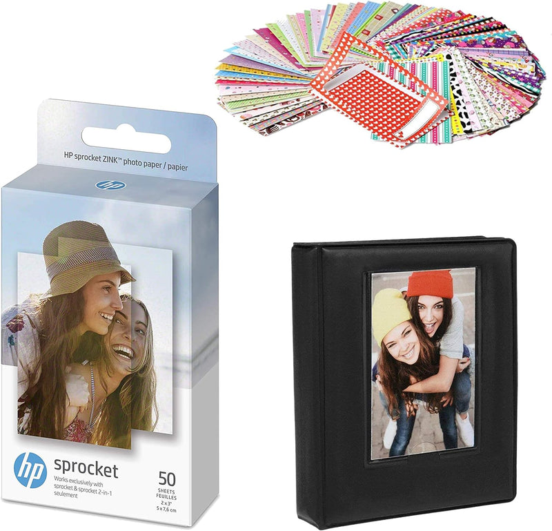 HP Sprocket 2.3x3.4 Zoll Zink Sticker Fotopapier (50 Blatt) Geschenkpaket 50 Blatt Starterpaket, 50