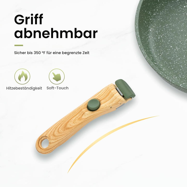 Kitchen Academy Pfannenset mit abnehmbaren Griffen, Töpfe und Pfannen Set mit Deckel, Induktions Töp
