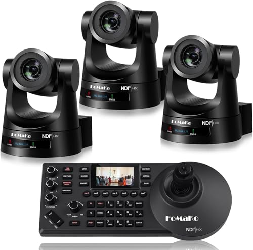 FoMaKo NDI HX3 PTZ Kamera Set, 30x Optischer Zoom KI-Auto-Tracking, mit 3G-SDI/HDMI/USB3.0/LAN(PoE),