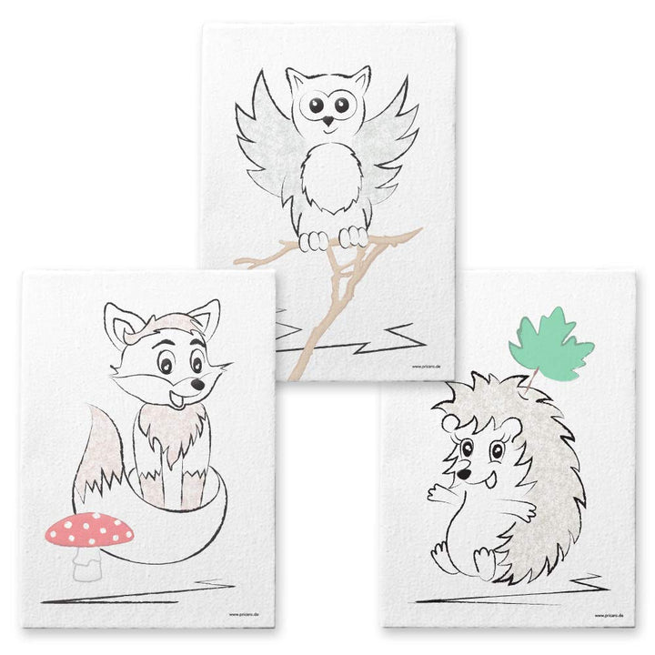 PRICARO Leinwand Waldtiere, 20 x 30 cm, 3er Set