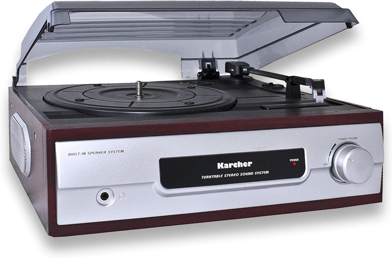Karcher Plattenspieler mit eingebauten Stereo-Lautsprechern, Vinyl Schallplattenspieler, Line Out, K