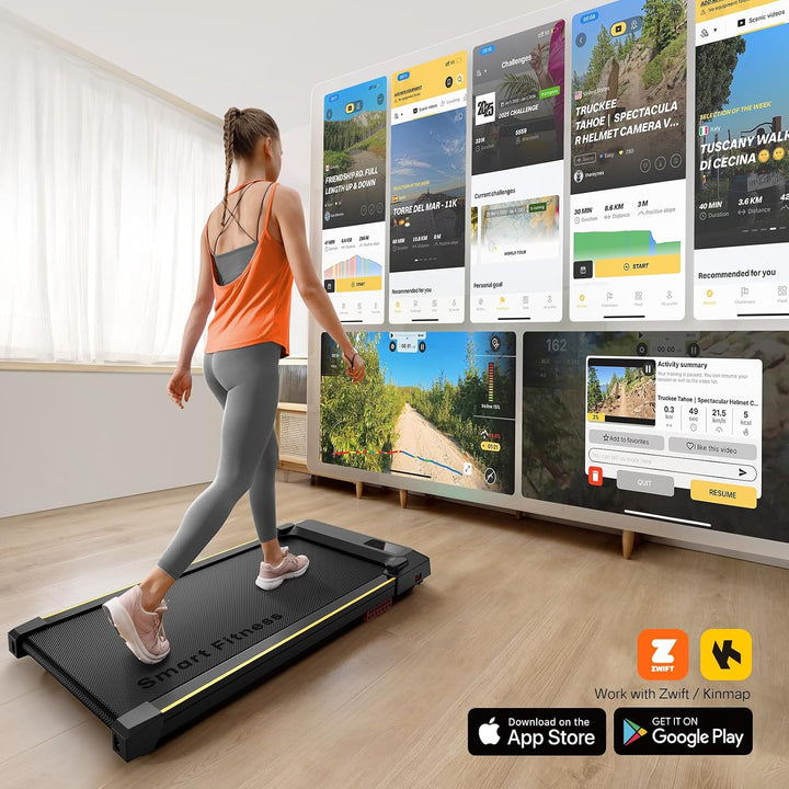 UREVO Smart Walking Pad mit APP und Fernbedienung, tragbare Laufbänder für Zuhause mit integrierten