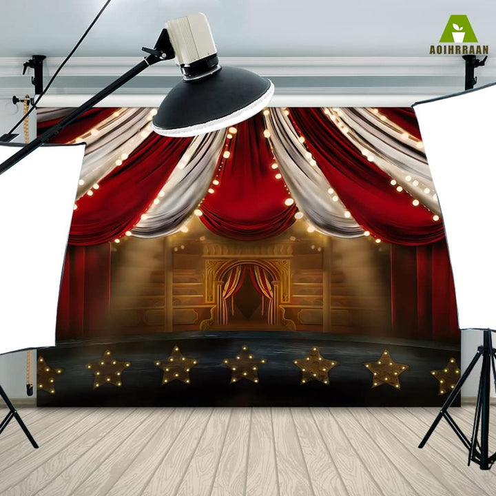 Aoihrraan 1,5x1m Rot Vorhang Bühne Fotografie Hintergrund Zirkus Theater Glitzer Streifen Zelte Hall