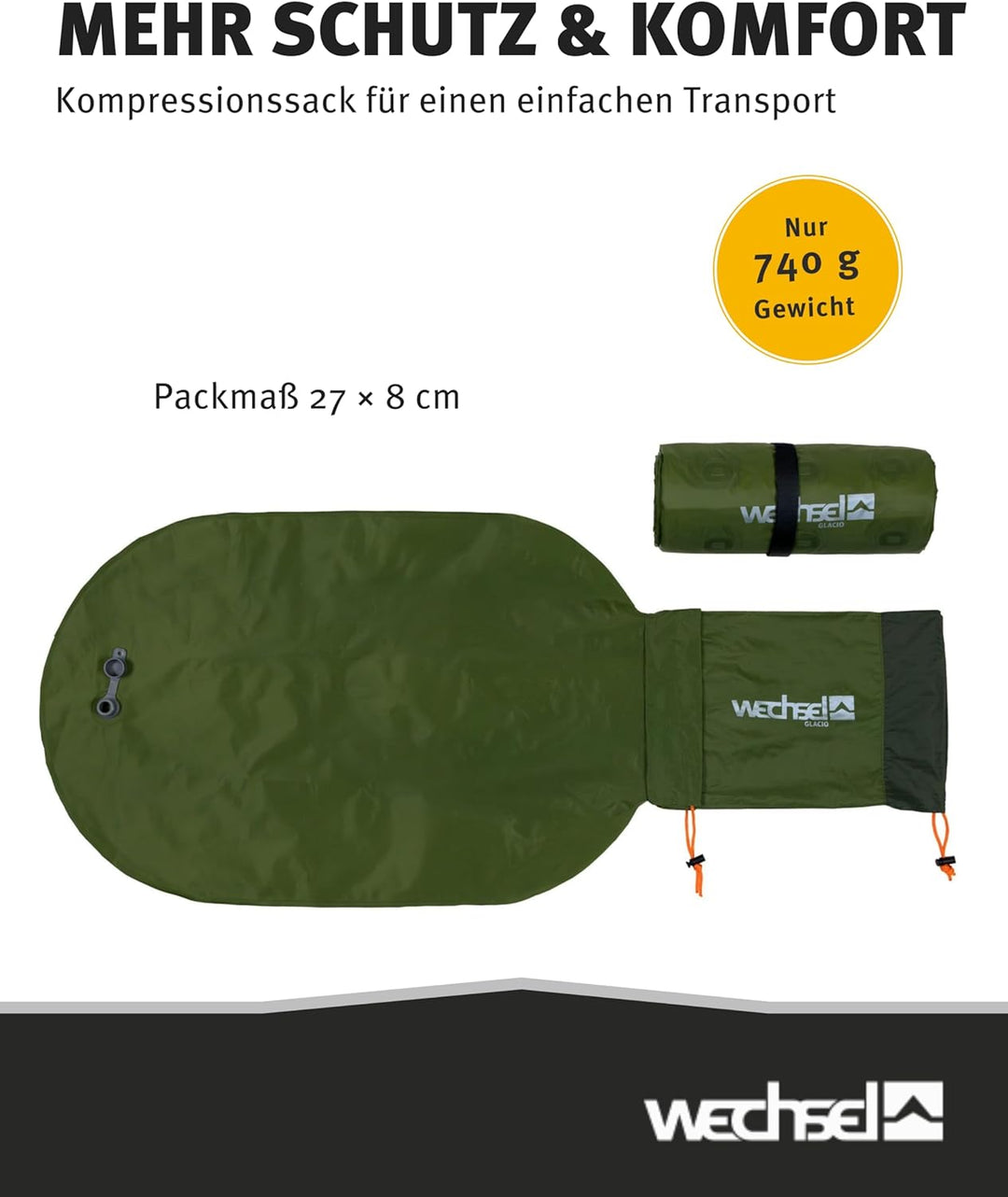 Wechsel Trekking Isomatte Glacio I 186 x 64 x 8 cm I Thermomatte mit hoher Isolationsfähigkeit I wär