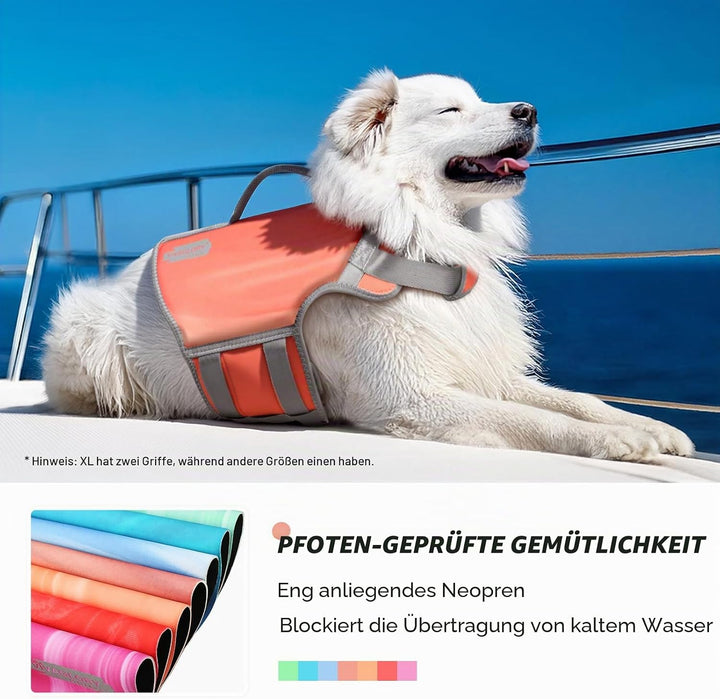 VIVAGLORY Neoprene Schwimmweste Hund, Rettungsweste Hund für Bootfahren, Schwimmweste, Schwimmhilfe