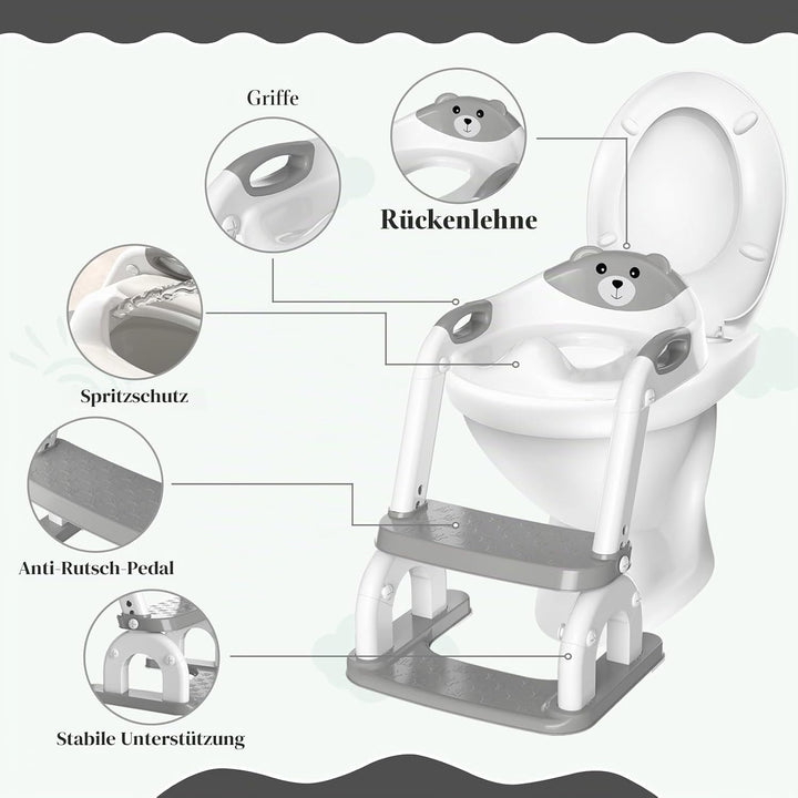 Toilettenleiter für Kinder, höhenverstellbare Toilettenleiter klappbar auch als Tritthocker verwendb