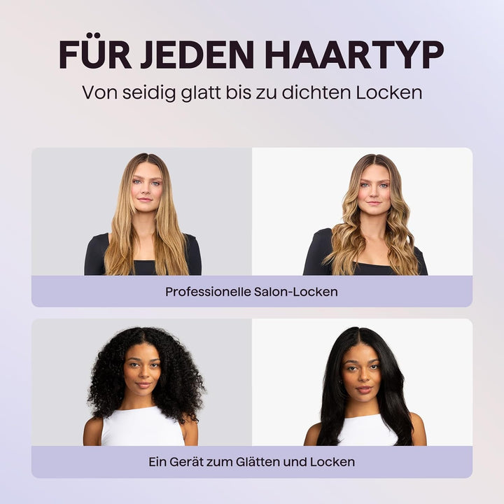 Wavytalk Lockenstab und Glätteisen 2-in-1, 360° Kaltluft für Grosse Locken | Digitaldisplay, 5 Tempe