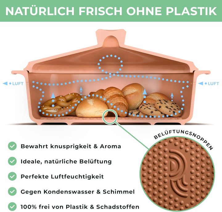 Brot-Frische-Topf – moderner Brottopf & Brotkasten aus Keramik Natur-Ton - atmungsaktiv & gegen Schi
