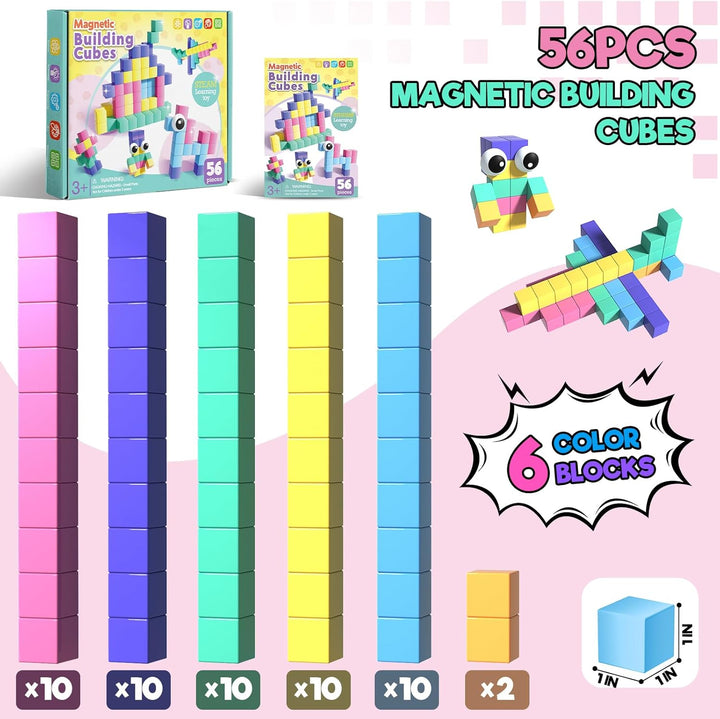 Goody King Magnetische Bausteine 56 Teile Set, Magnetbausteine für Kinder, Montessori Magnetische Sp