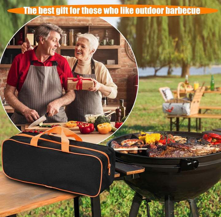 Edelstahl Grillbesteck Set, 28 Pcs Profi BBQ Zubehör, Outdoor-Edelstahl-Kochspatel Geschenke Grillse