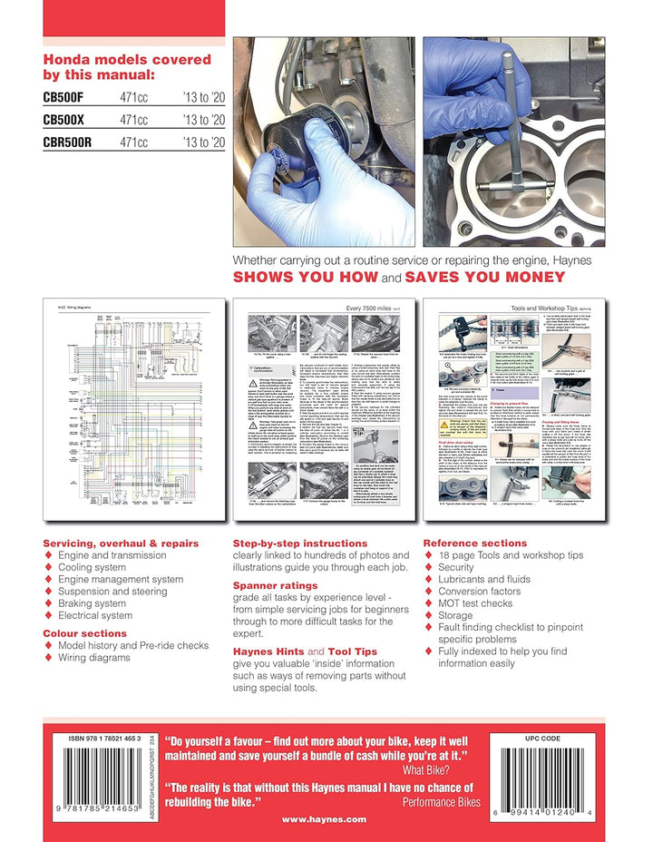 Honda CB500F/X & CBR500R update (13 -20): 2013 to 2020 (Haynes Service & Repair Manual)