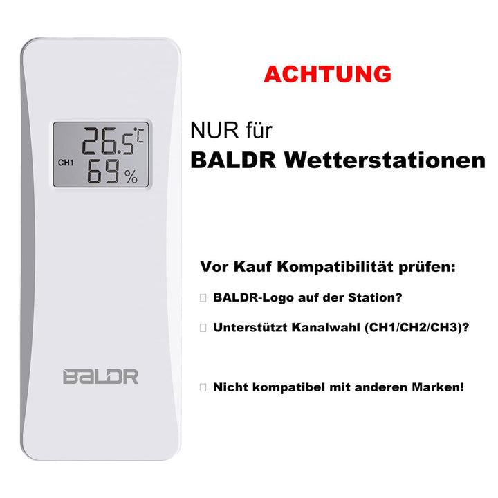 [NUR für BALDR] Wetterstation Aussensensor, Thermo-Hygro-Sender mit Display - [Offizielles Zubehör]
