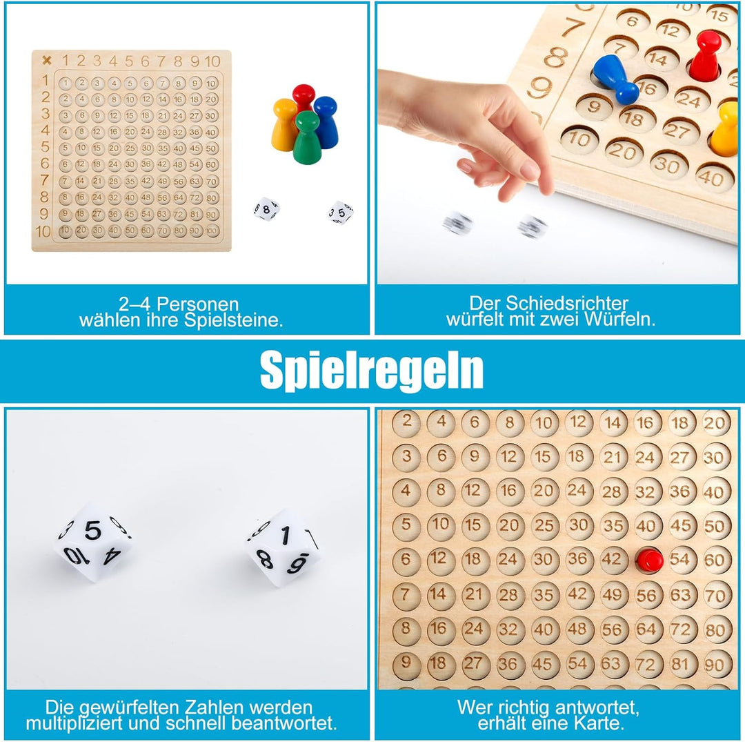 Multiplikationsbrett,1x1 Lernen Spiel für Grundschüler,Montessori Multiplikationsbrett,Multiplikatio