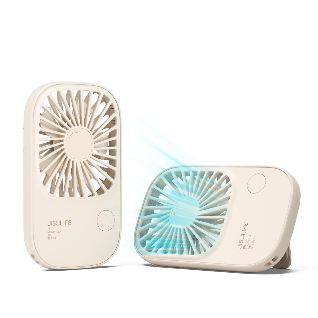 JISULIFE Handventilator, Mini Ventilator, Kleiner Tragbarer mit Halterung, Wiederaufladbarer USB Wim