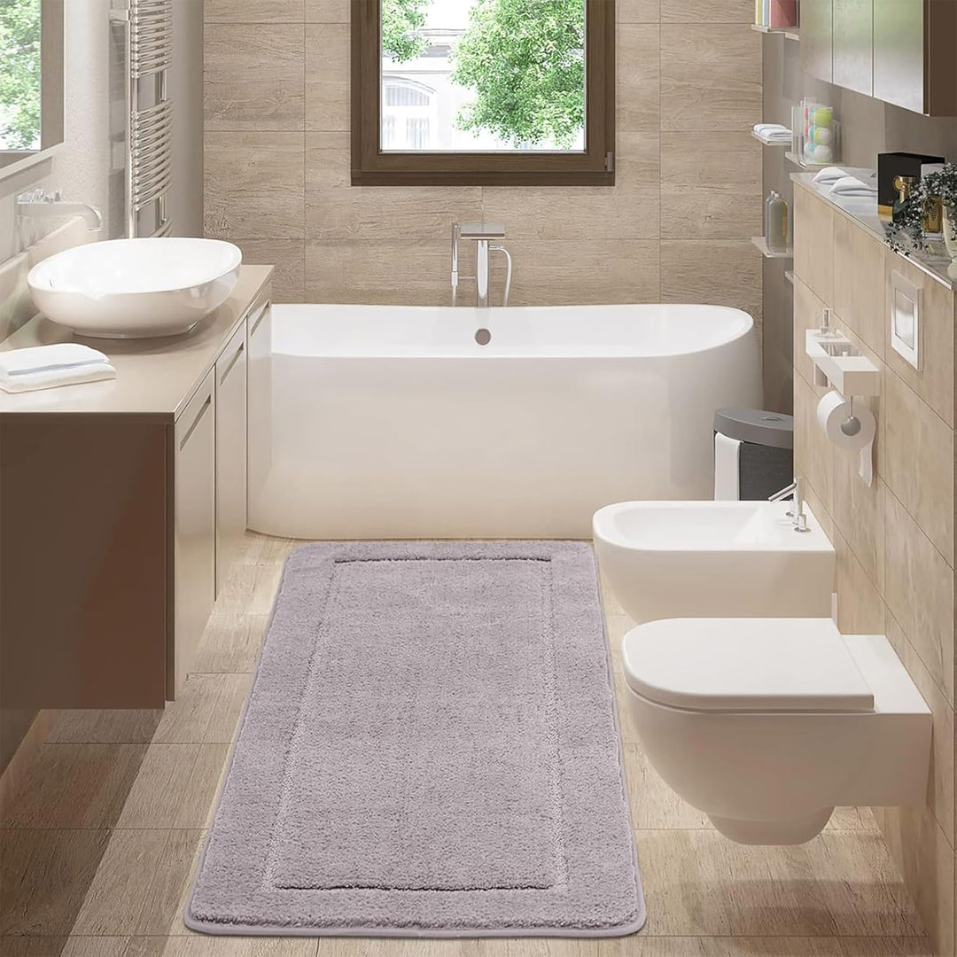 60x150 cm Badezimmerteppich, Hochflor Mikrofaser, rutschfest & Waschbar, Saugfähig Gross Duschteppic