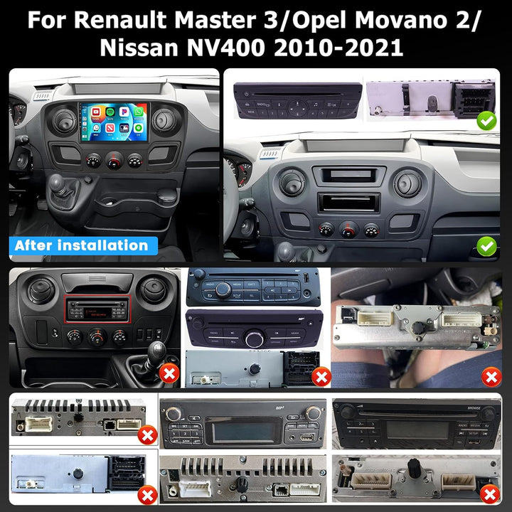Hikity 4+128G Android 15 Autoradio für Opel Movano 2 Renault Master 3 Nissan NV400, 10.1" Bildschrim