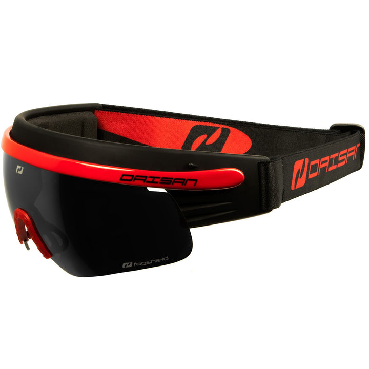 Daisan Langlauf Sportbrille Skibrille Nordic-Brille schwarz rot + silber verspiegelt Kat. 3, schwarz