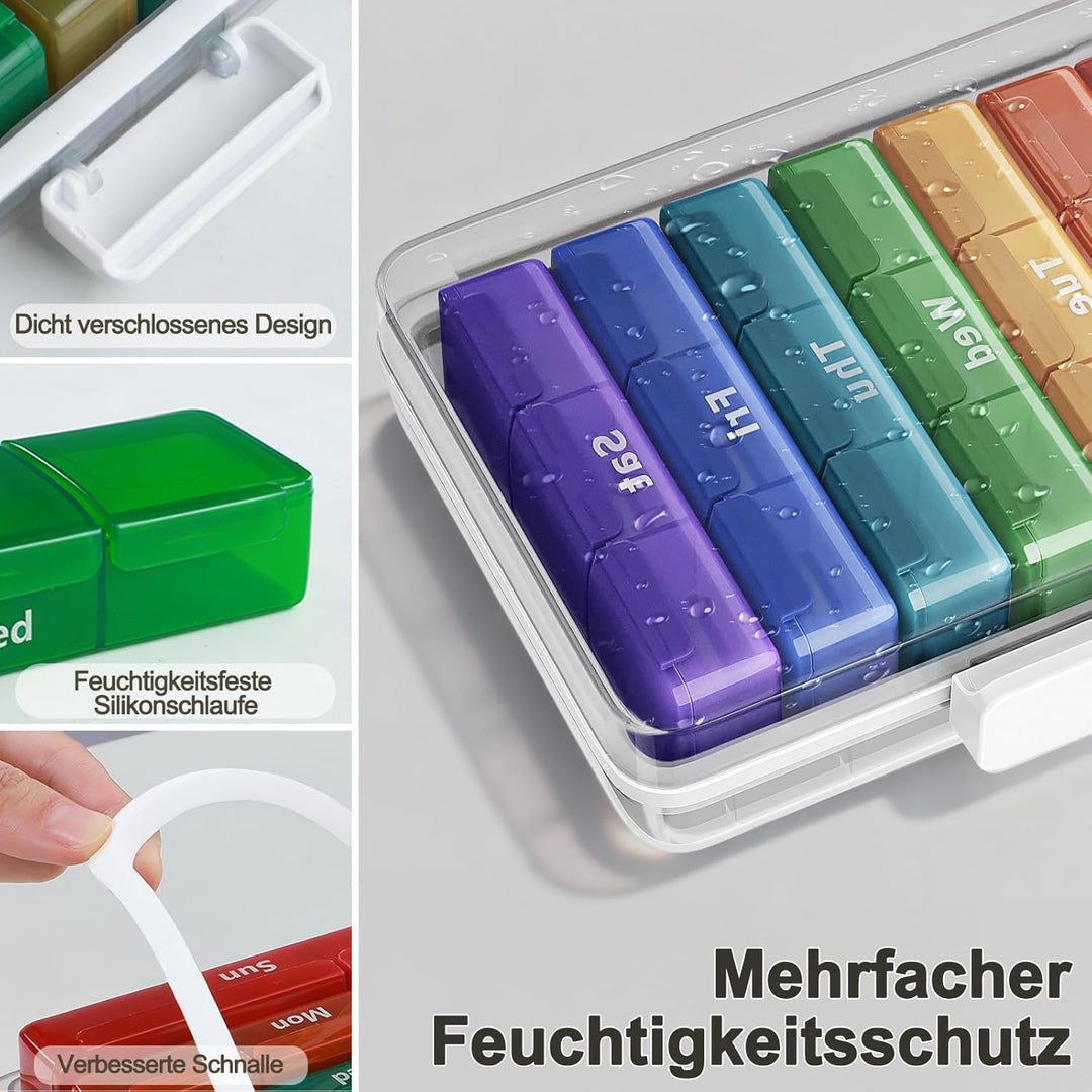 CTIME 4-lagige XXL-Medikamentenbox (Set) – Tragbarer Organizer mit Ledergriff, leerer Aufbewahrungsk