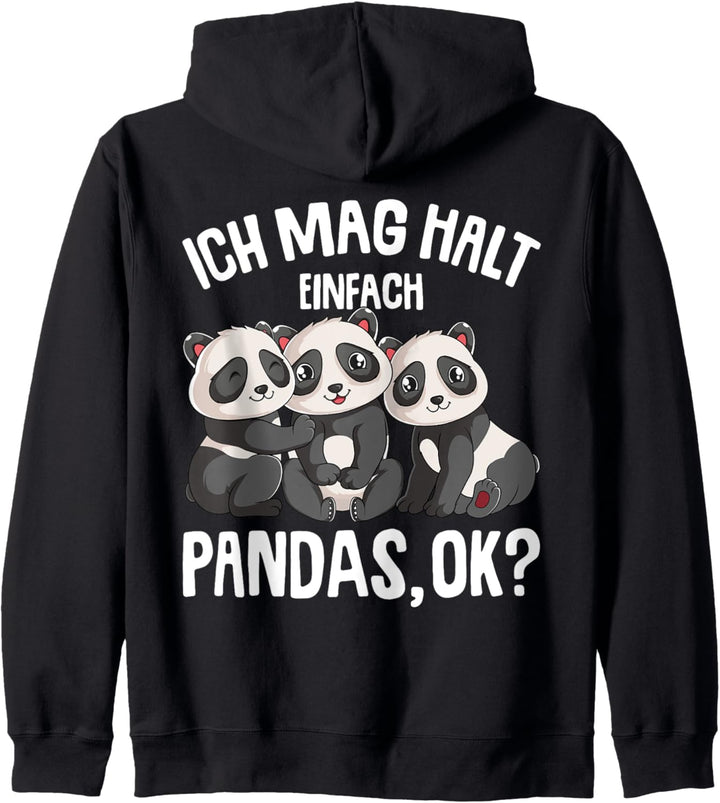 Panda Ich mag halt Pandas Pandabär Kinder Damen Mädchen Kapuzenjacke