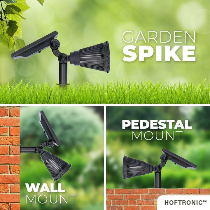 HOFTRONIC - Solar Gartenstrahler Bend IP65 Wasserdicht 6000K Gartenleuchte LED Solarlampen für Ausse