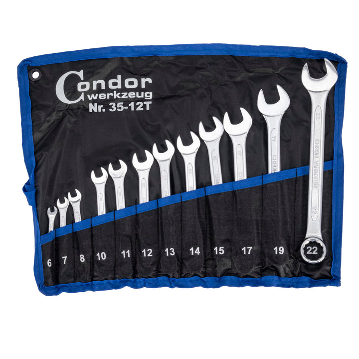 CONDOR Werkzeug 35-12T | Gabel-Ringschlüssel-Satz | 12-tlg. | Chrom-Vanadium-Stahl verchromt | 6-22
