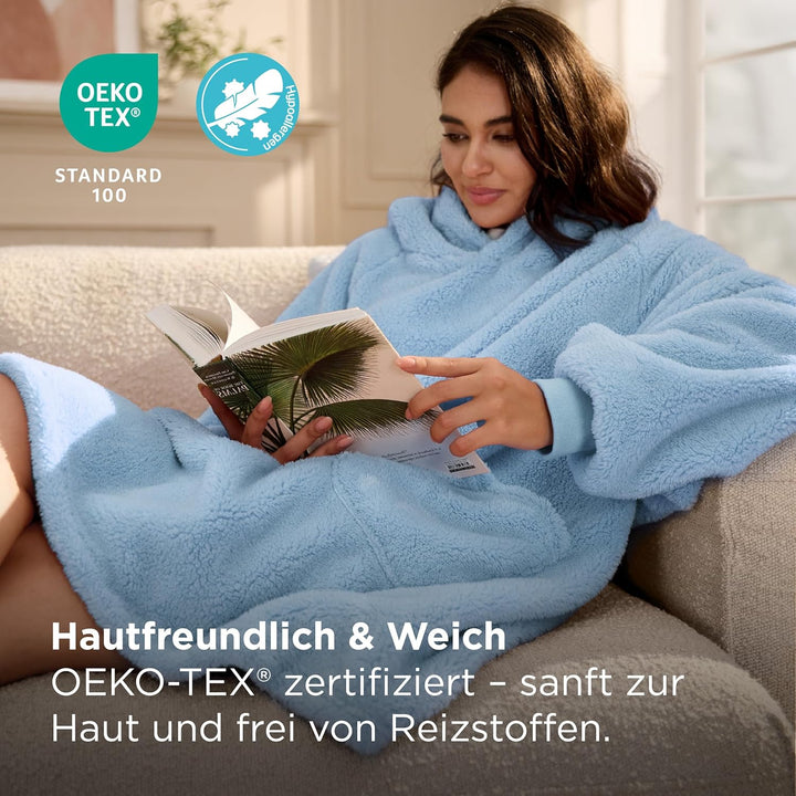 BEDSURE Hoodie Decke mit Ärmeln Deckenpullover - Tragbare Decke zum Anziehen als Geschenke für Fraue