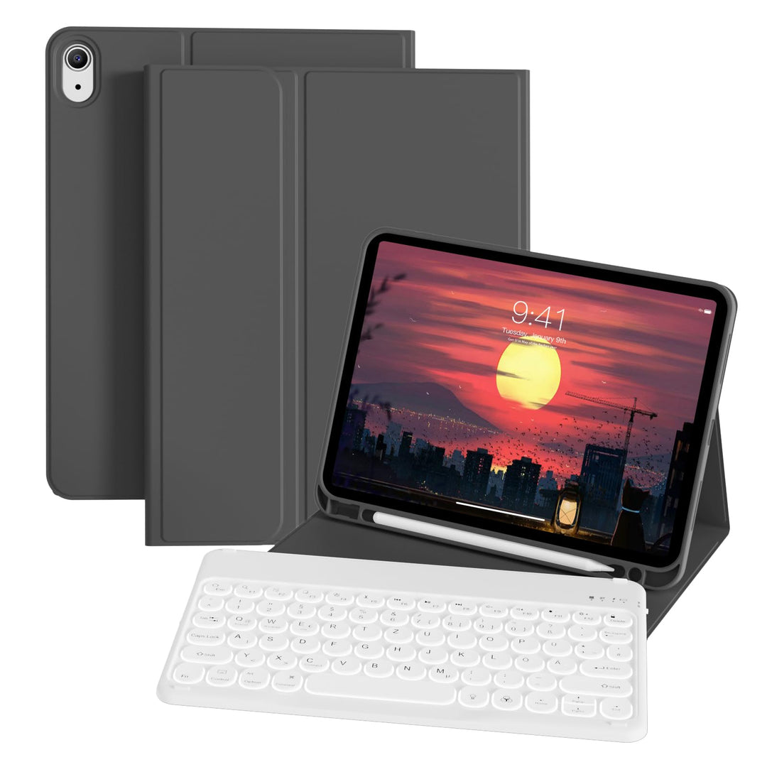 ZOPSGYU Hülle mit Tastatur für iPad A16 11. /10. Generation (2025/2022, 11/10,9 Zoll), Farben Beleuc
