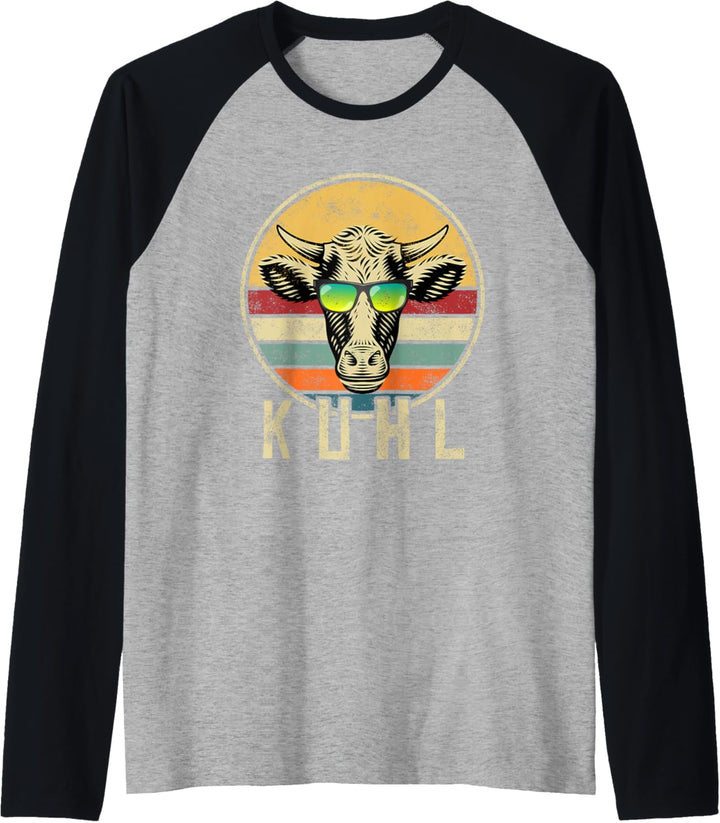 Lustiges Kuh mit Sonnenbrille Kühe Kuhl Landwirt Bauernhof Raglan