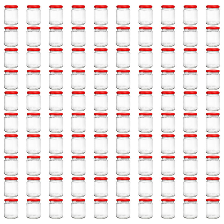 Vitrea 100x Marmeladengläser 275 ml - mit Deckel Rot TO 66 - Einmachgläser zum befüllen mit Schraubd