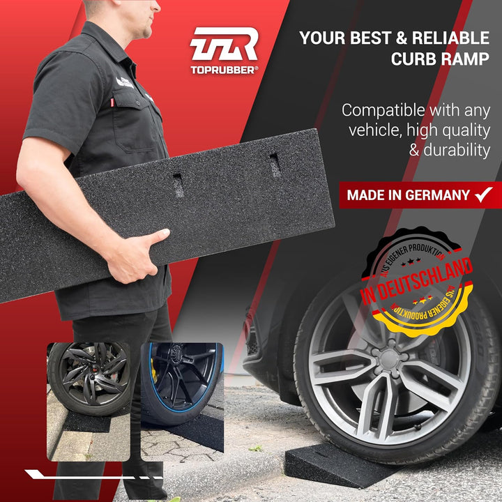 TOPRUBBER® Bordsteinrampensatz 2X Bordsteinrampe 1000x250x45 aus Gummigranulat