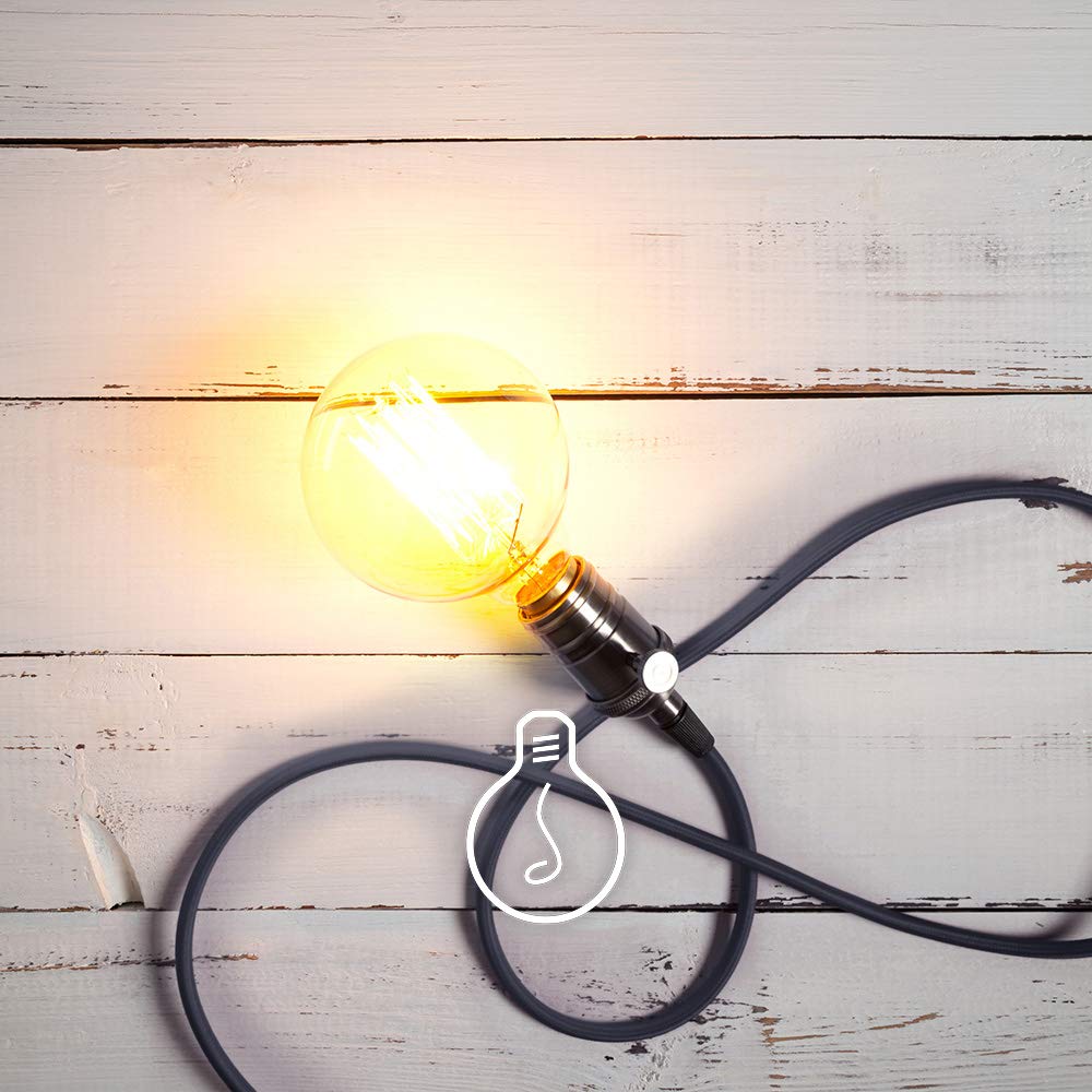 Amarcords - Textilkabel für Lampen SCHWARZ, rund, Jute, 10 Meter, mit Erdung 3x0,75 - Stoffkabel mit