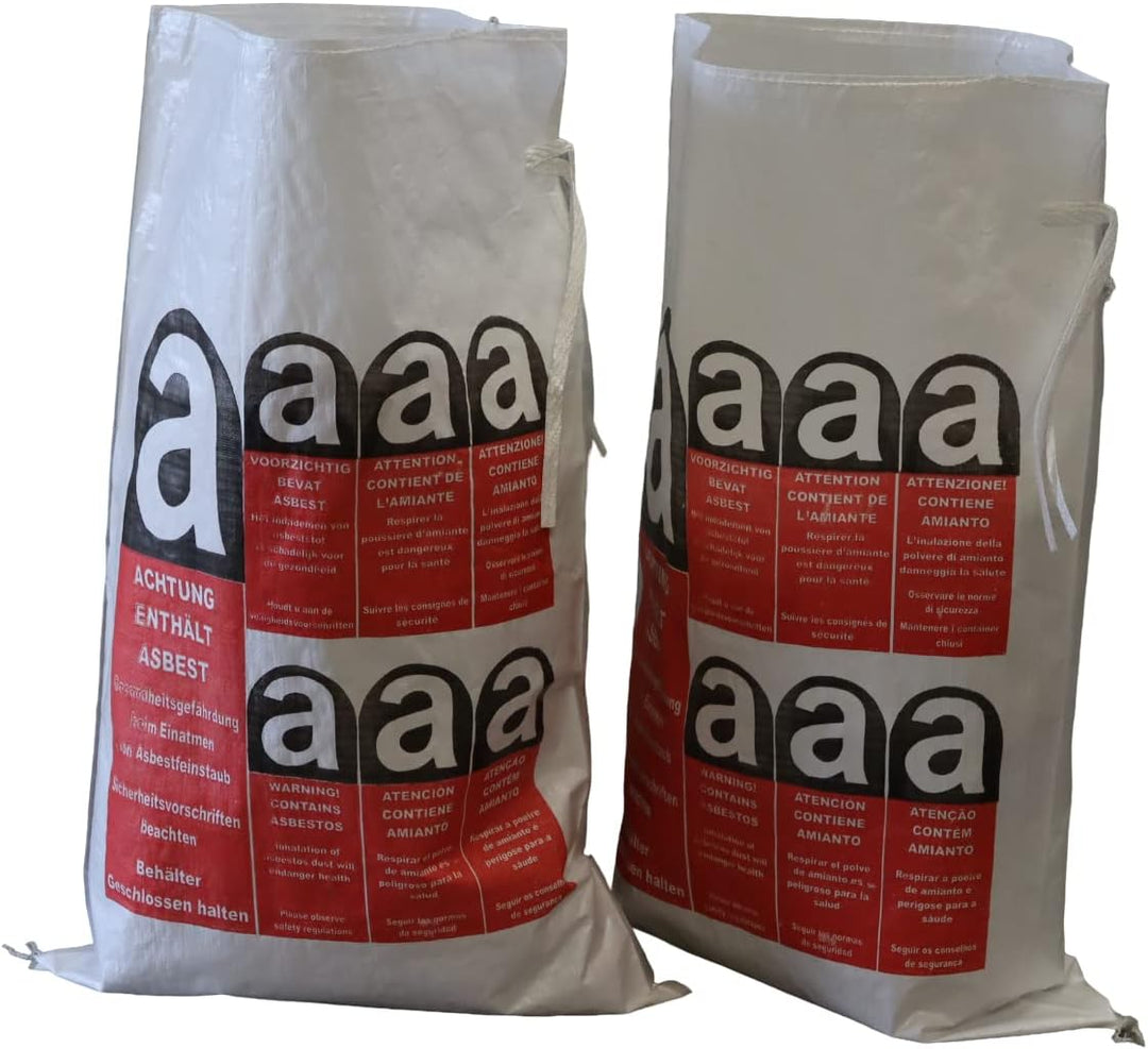 Lacers Big Bags | PP Gewebesack Asbest | 70x110cm | Beschichtet, mit Warndruck Asbest | Verschlussba