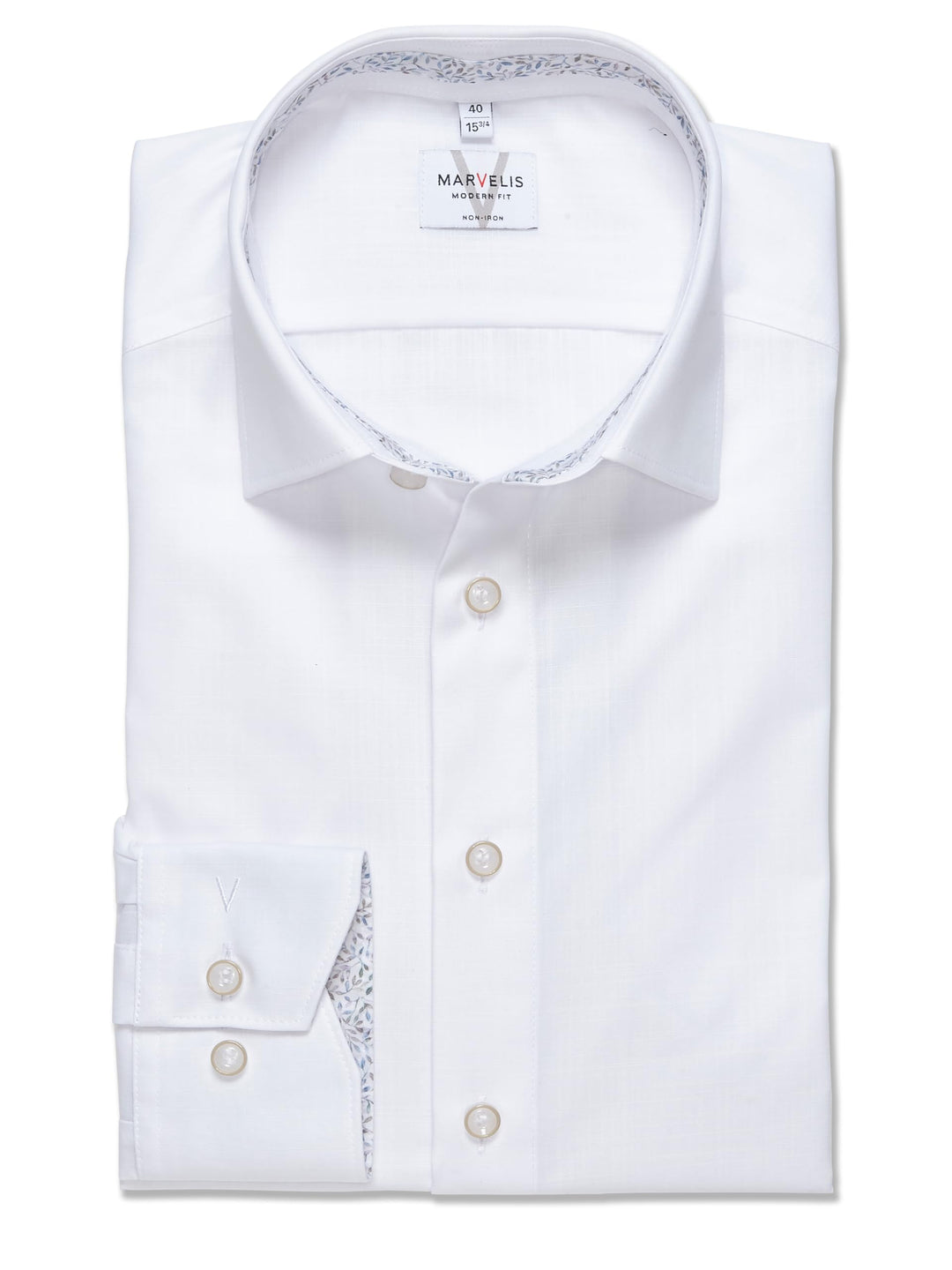 Marvelis Herren Businesshemd Langarm 726614,Einfarbig,Modern Fit,New Kent 43 Weiss 00, 43 Weiss 00
