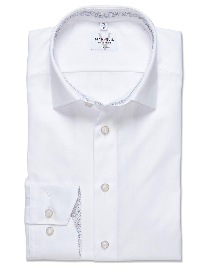 Marvelis Herren Businesshemd Langarm 726614,Einfarbig,Modern Fit,New Kent 43 Weiss 00, 43 Weiss 00