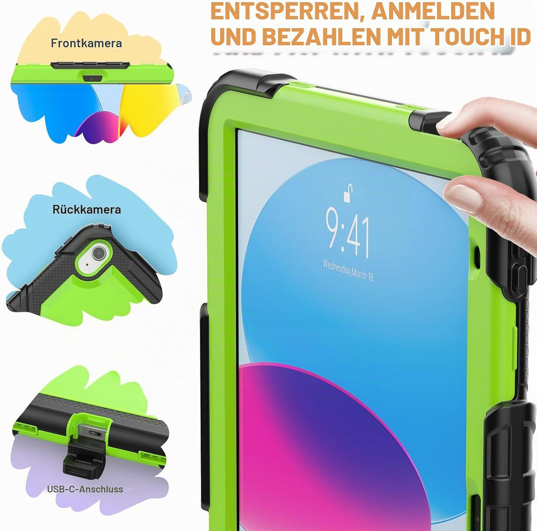 Timecity Hülle für iPad A16 11./10. Generation 11/10.9 Zoll 2025/2022 | für iPad Hülle Stossfeste mi