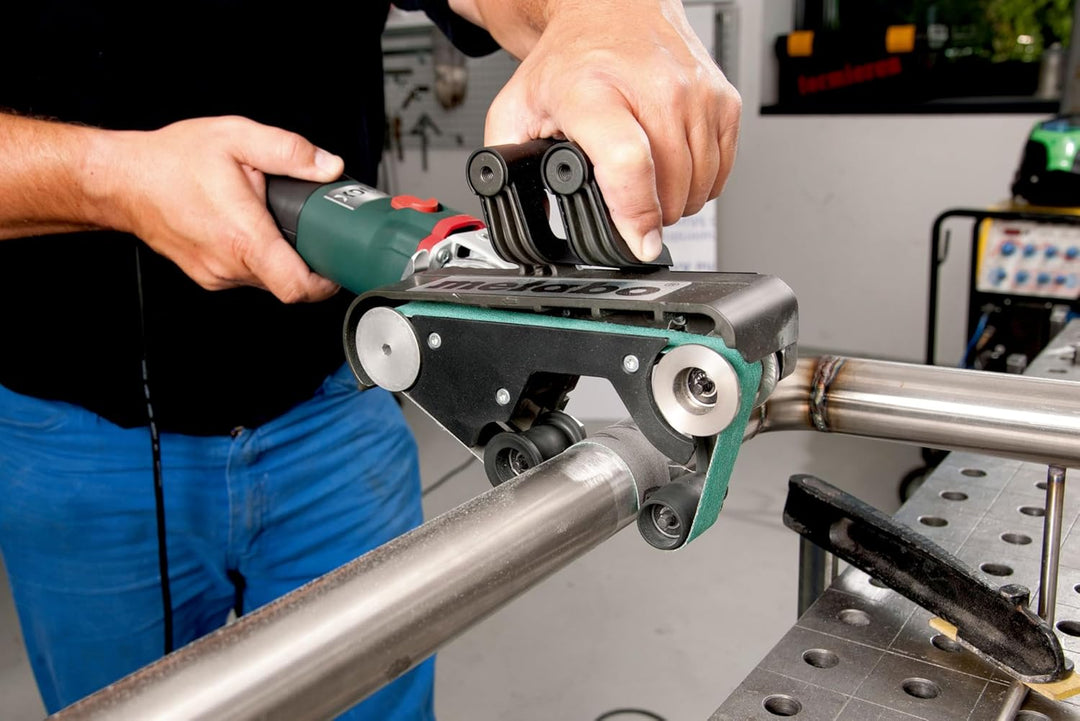 Metabo RBE 9-60 Set Rohrbandschleifer, 602183510, im Stahlblech-Tragkasten,Schwarz