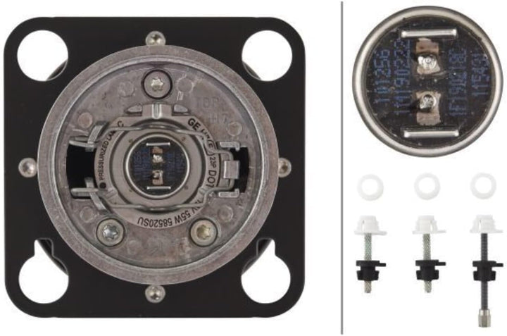 HELLA - Halogen/DE-Hauptscheinwerfer - Premium 50 - 12V - rund - Einbau - Lichtscheibenfarbe: transp