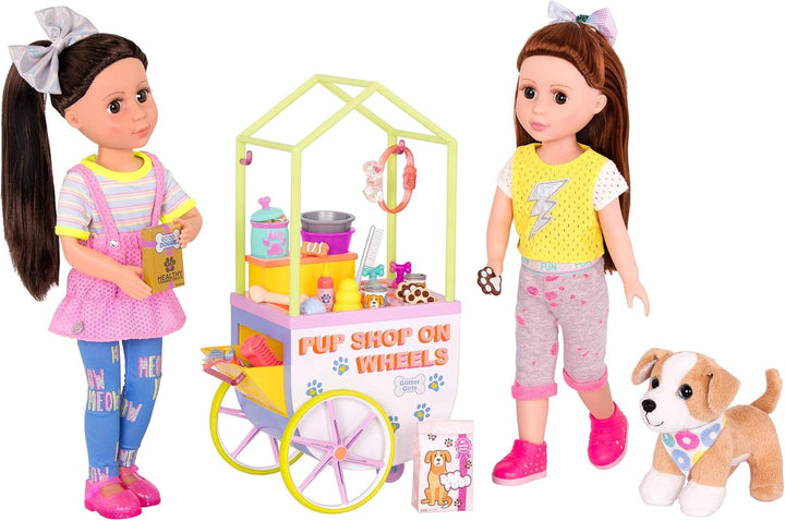 Glitter Girls Verkaufsstand mit Haustierbedarf – Puppenzubehör für 36 cm Puppen mit Hundefutter, Acc