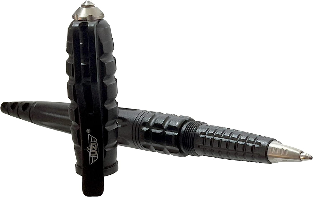 Uzi Kubotan Kugelschreiber mit Glasbrecher Black Edition Schwarz, Schwarz