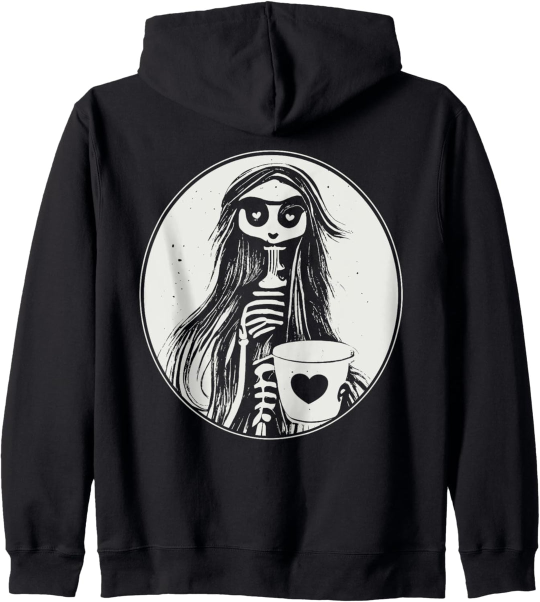 Gothic Boho Skelett Damen und Kaffeetasse Kapuzenjacke