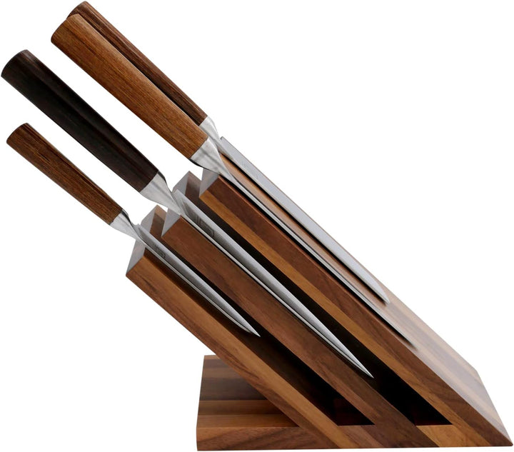 Zayiko exklusiver hochwertiger Design Messerblock Messerbrett Fächer ohne Messer für bis zu 6 Kochme