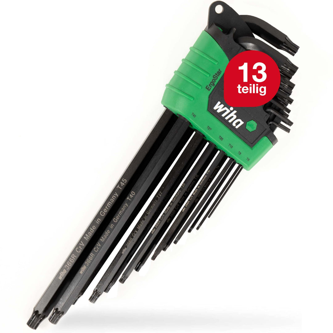 Wiha Stiftschlüssel Set 13-tlg. im ErgoStar Halter TORX I MagicSpring I T5-T45 I schwarzoxidiert I W