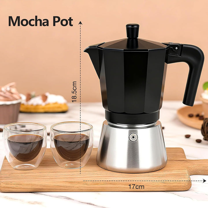 VINATO Neuer Espressokocher Induktion, Moka-Kanne 6 Tassen, Italienische Kaffeekocher, Kaffeekocher