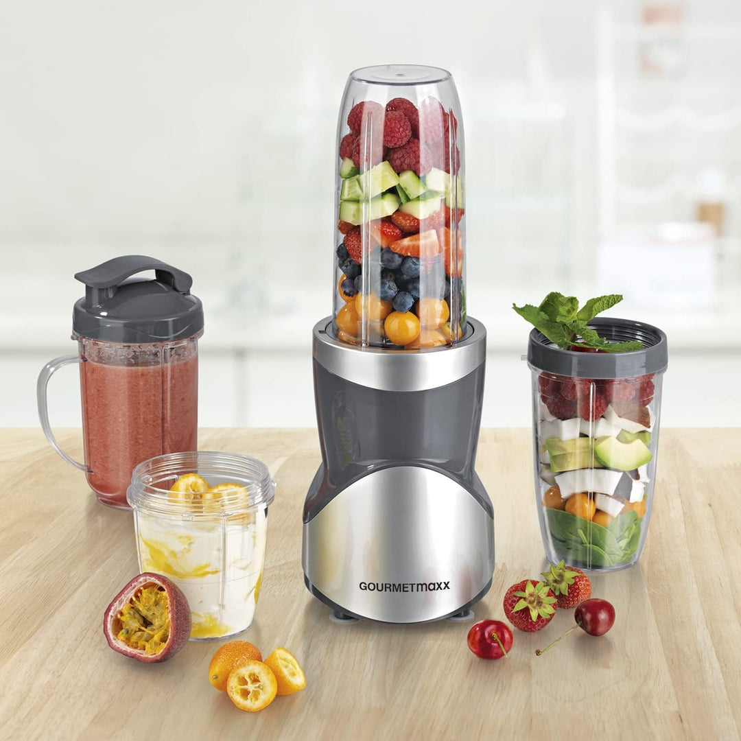GOURMETmaxx Smoothie Maker 12-tlg | Mixen, Rühren, Zerkleinern, Mahlen, Hacken, Schlagen, Pürieren |